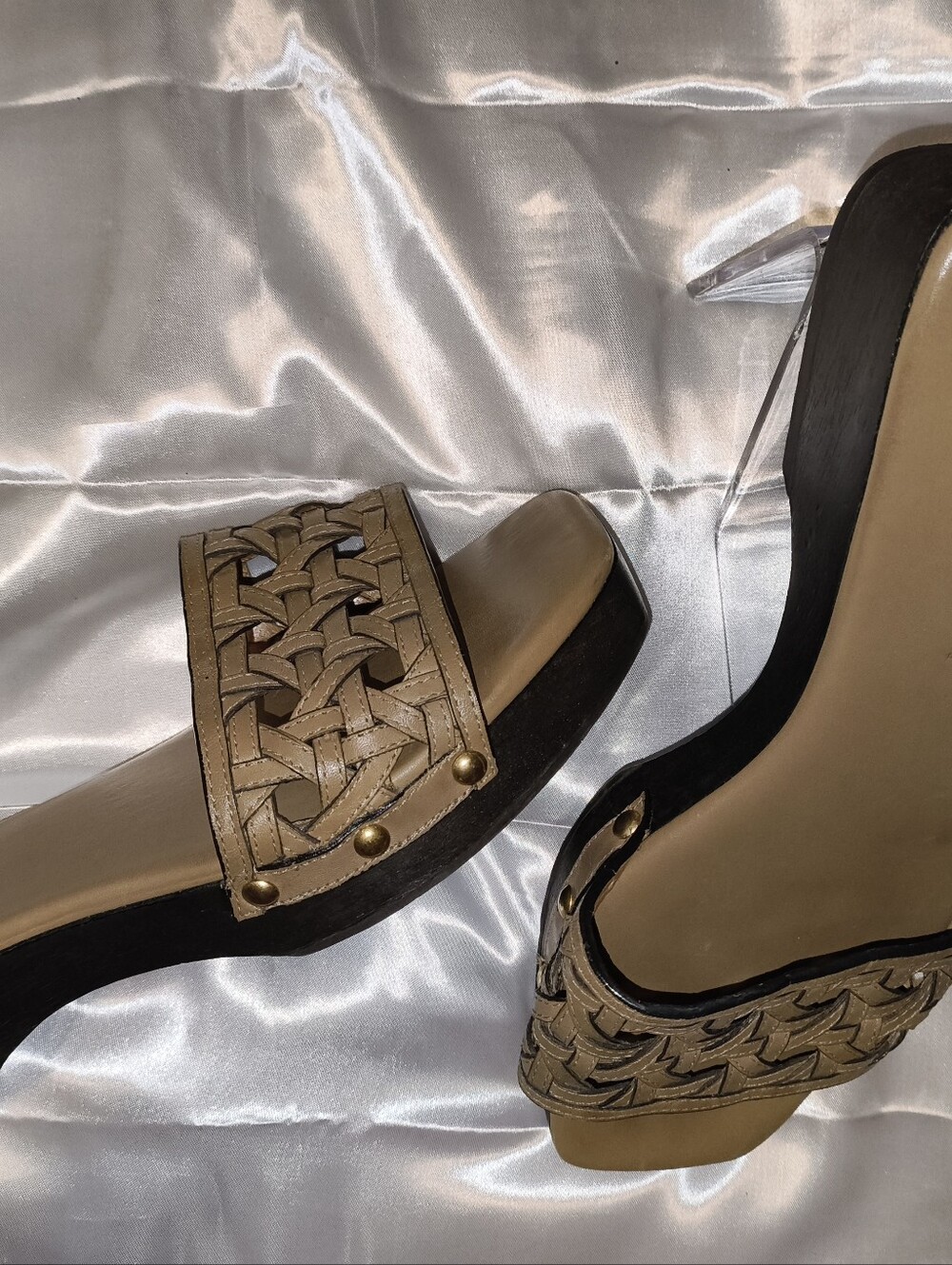 Tory Burch Basketweave Clog Woven Leather Slide Sandals